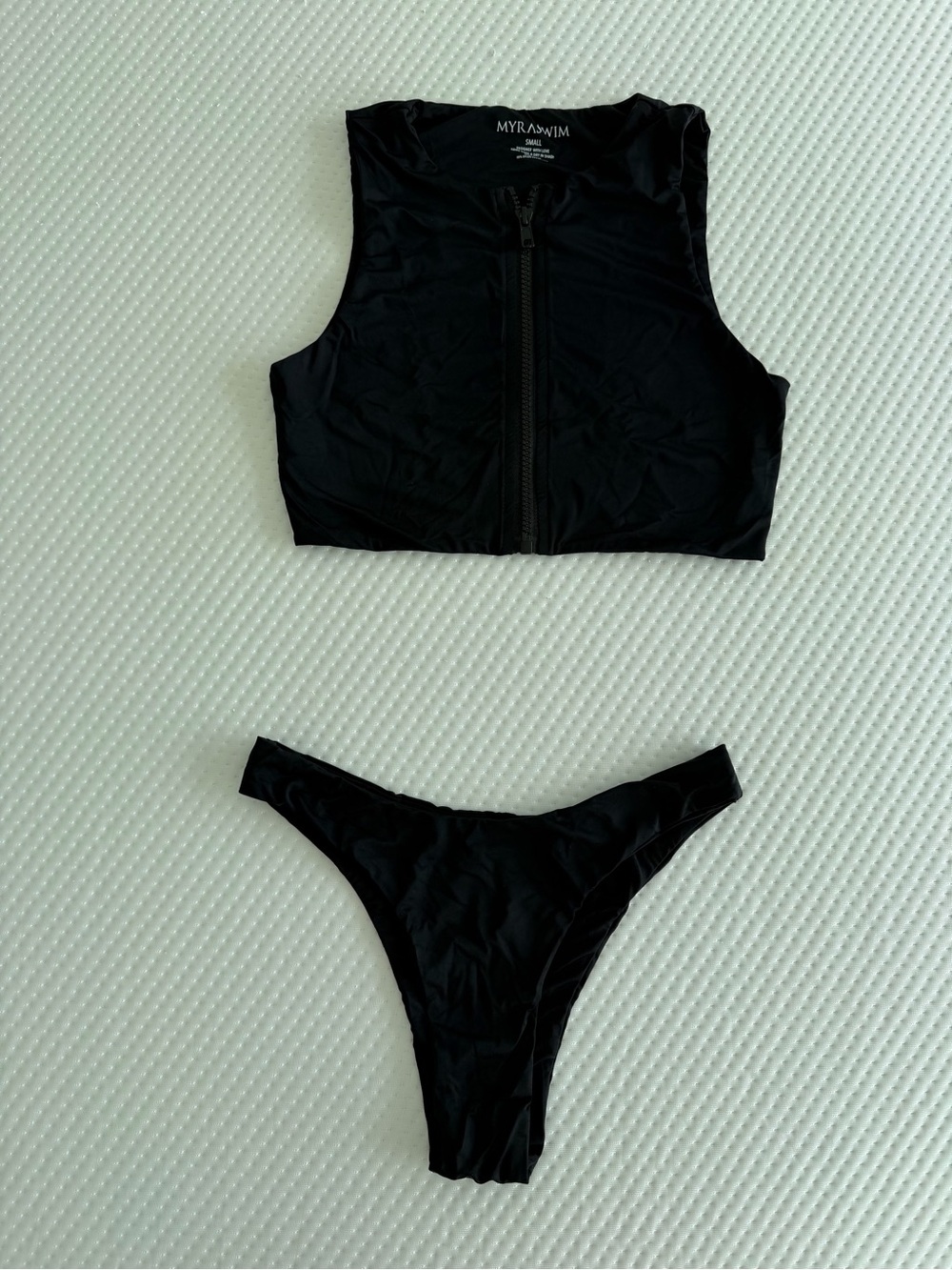 MYRA SWIM Black Front-Zip Athletic Bikini Set